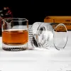 Creative artificial grooved blow-molded engraved round cigar cups, crystal glass whisky cups, bar spirits beer cups Application Scenario